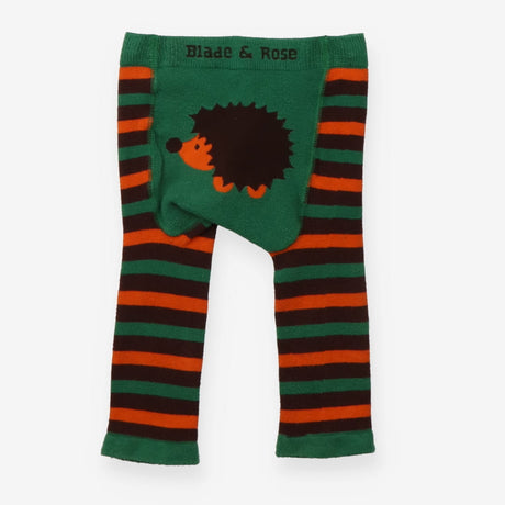 tights green stripe with hedgehog on bottom