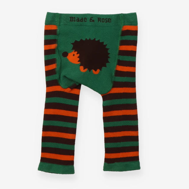 tights green stripe with hedgehog on bottom
