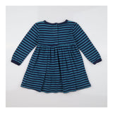 Dress Long Sleeved Blue Striped Reindeer and Robin
