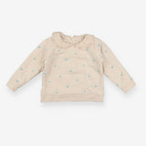 Sweater Cream with Frill Collar and Flowers