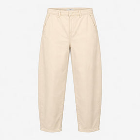 Barrel Leg Trousers Ecru Pure Cotton High Waist