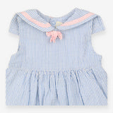 Dress Jersey Blue Stripe and Pink Sail Boat Woven 