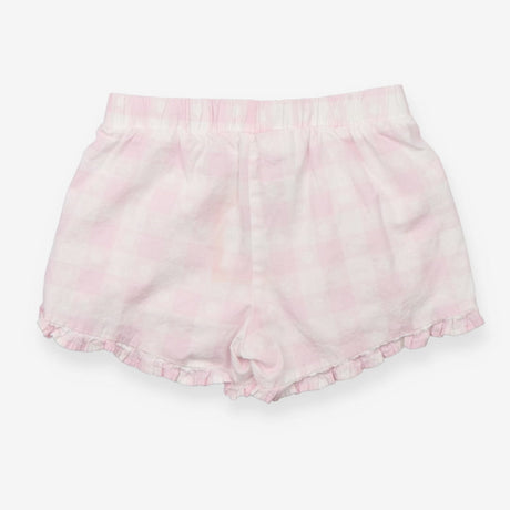 Pink Gingham Shorts with Flowers