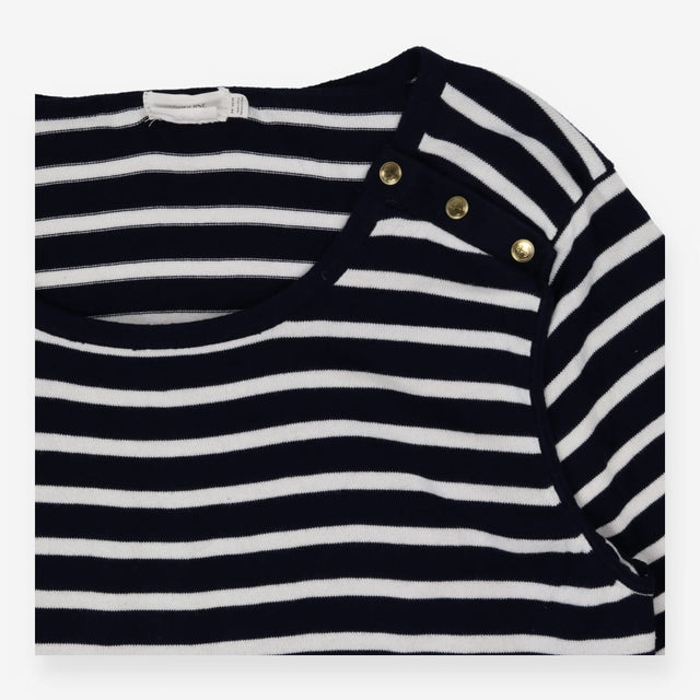 Nautical stripe knit dress with anchor gold hardwa