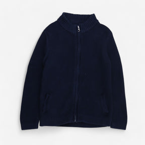 Navy Zip up Knit Cardigan