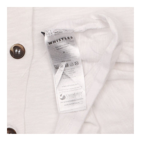 Tie Front Top White Cotton Button Detail
