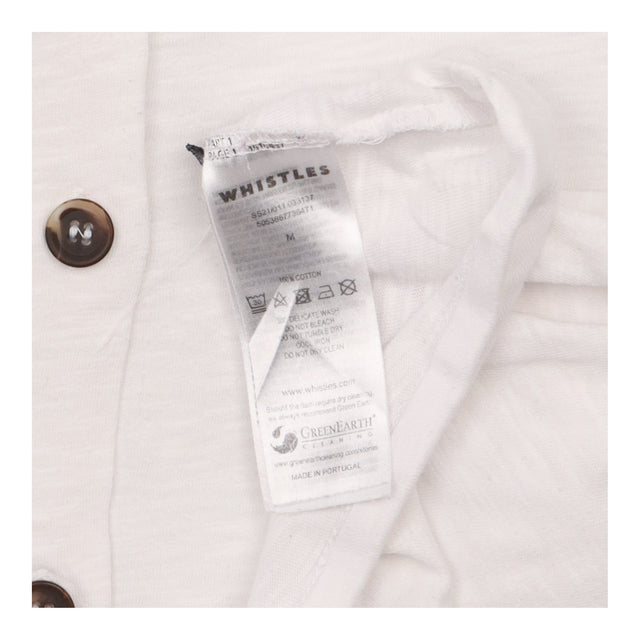 Tie Front Top White Cotton Button Detail
