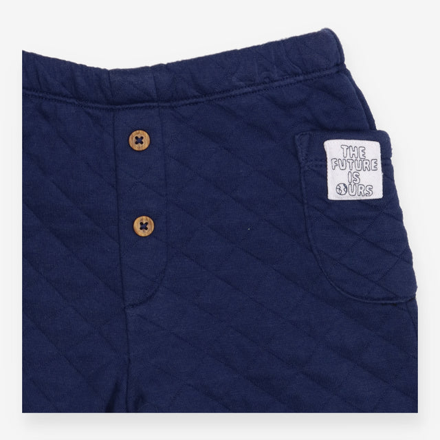 Joggers Quilted Navy with Brown Buttons
