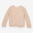 Cardigan Taupe Openwork Crochet Knit Sequin Embell