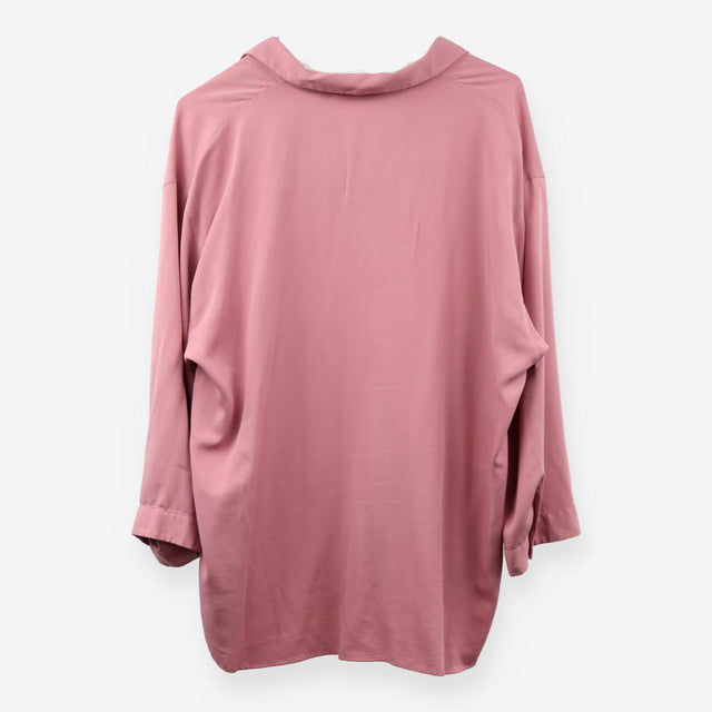 Pink V Neck Smart Casual Collared Blouse