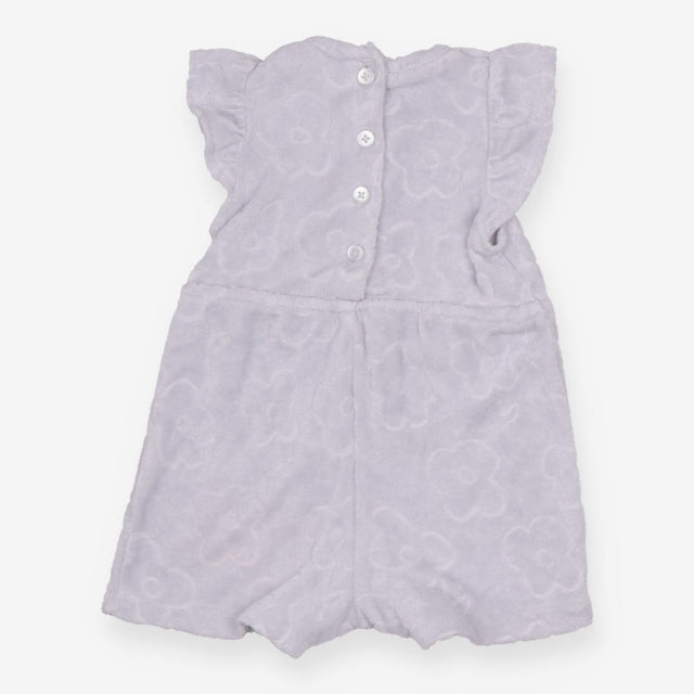 Blue Towelling Playsuit with Flowers