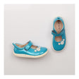 Shoes velcro blue sparkle white flowers