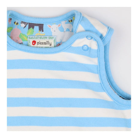 Blue Farm Animals and Striped Dress