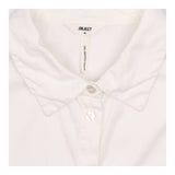 Blouse White Cotton Relaxed Long Sleeve