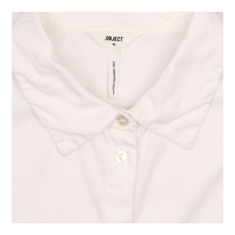 Blouse White Cotton Relaxed Long Sleeve