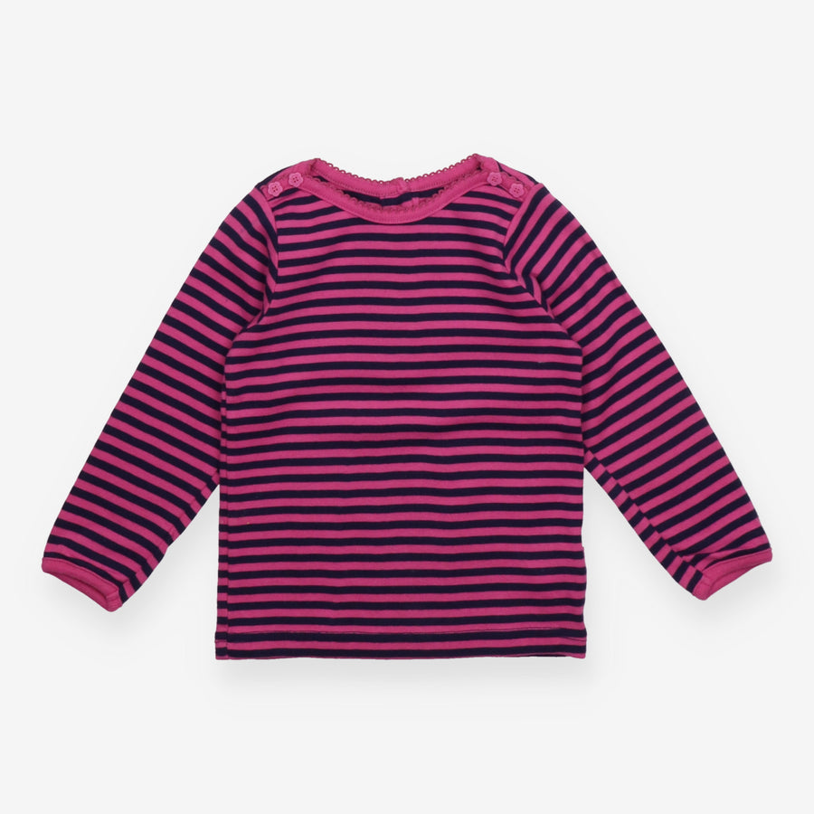 T-shirt long sleeve pink and blue stripe