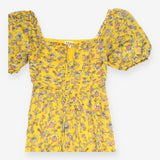 Boden Ochre Yellow Floral Metallic Lurex Smocked M