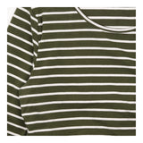 Top Khaki Green White Striped Nursing Breastfeedin