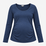 Maternity Top Blue Marl Organic Cotton Long Sleeve