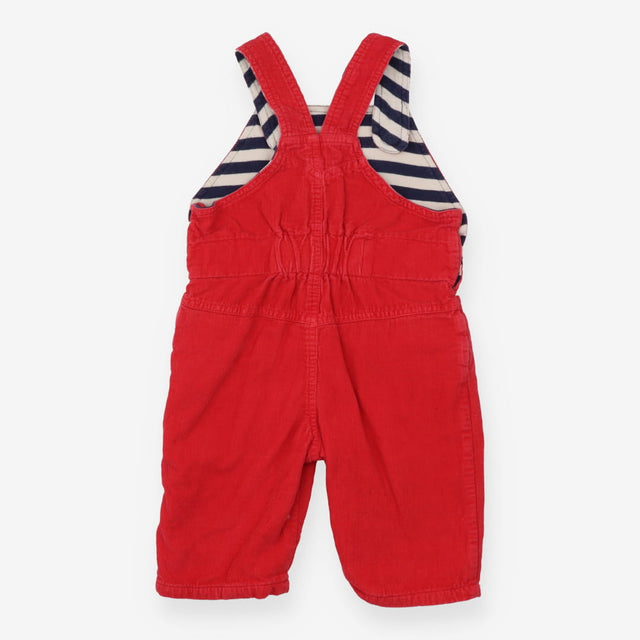 Dungarees Cord Red - Blue Dinosaur Pocket