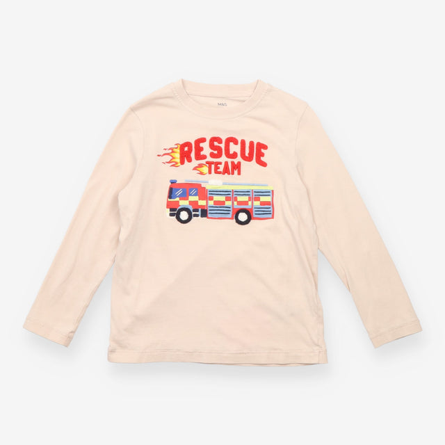 T-shirt long sleeve cream ''RESCUE TEAM''