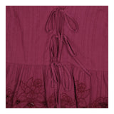 Blouse Plum Embroidered Broderie Tie Front Puff Sl