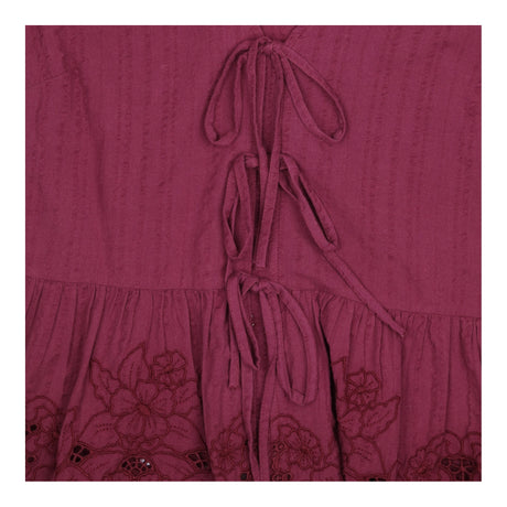 Blouse Plum Embroidered Broderie Tie Front Puff Sl