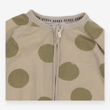 Wondersuit green polka dots zip up