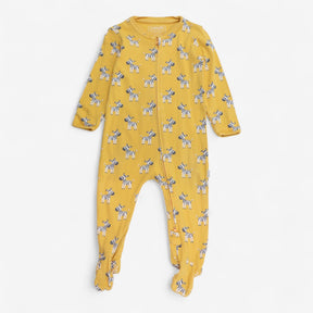 Yellow Zebra Zip up Sleepsuit