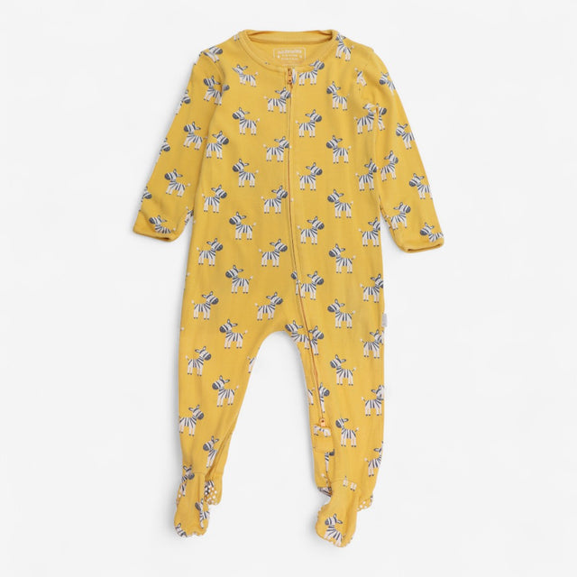 Yellow Zebra Zip up Sleepsuit