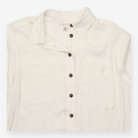Ivory Utility Pocket Button-Up Blouse