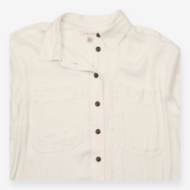 Ivory Utility Pocket Button-Up Blouse