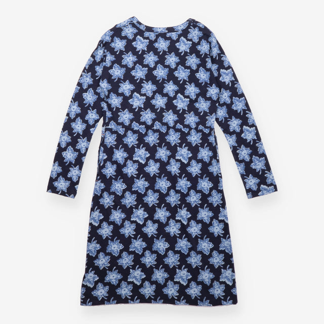 Dress Navy Blue Floral Cotton Jersey Long Sleeve