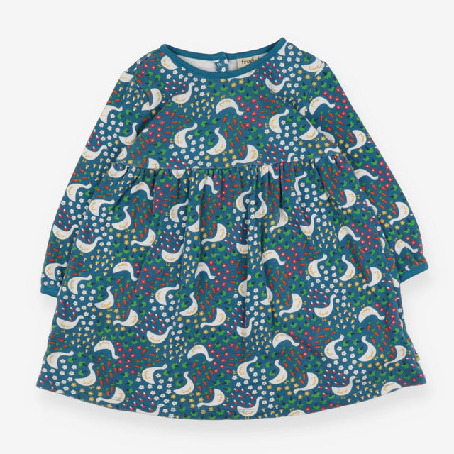 Dress LS duck vegs blue