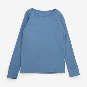 Chalk Blue Ribbed long sleeve Tee