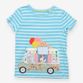 T-shirt blue white striped ice cream van