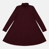 Plum Burgundy Roll Neck Knitted Midi Dress
