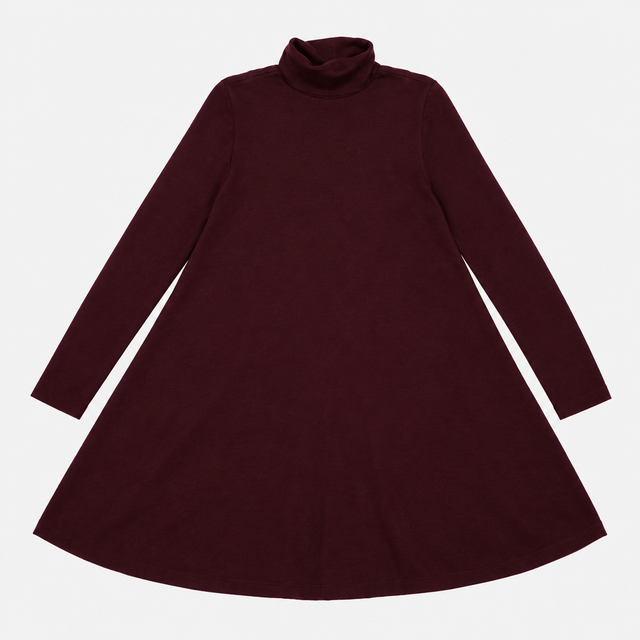 Plum Burgundy Roll Neck Knitted Midi Dress