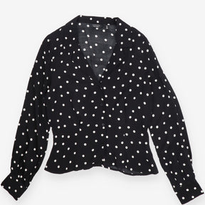 Black Polka Dot Viscose Blouse