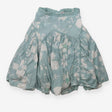 Midi skirt green with white floral pattern and bea