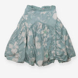 Midi skirt green with white floral pattern and bea