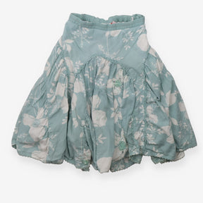 Midi skirt green with white floral pattern and bea