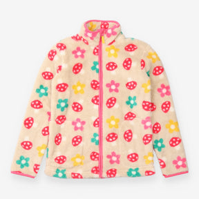 Frugi Adult Beige Mushroom Floral Fluffy Zip Fleec