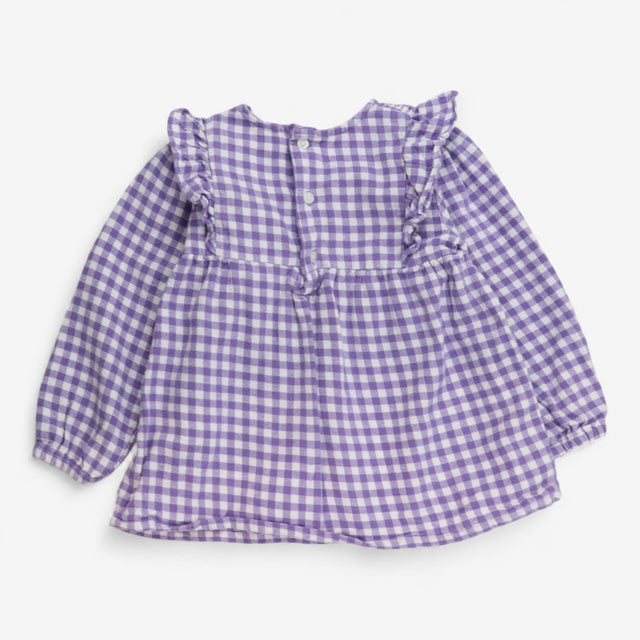 Top Purple Gingham with Flowers, Toadstools and sm