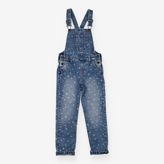 Denim dungarees with white hearts