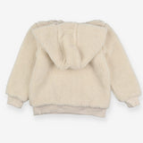 Cream 1/4 zip hoodie with pink edge pocket