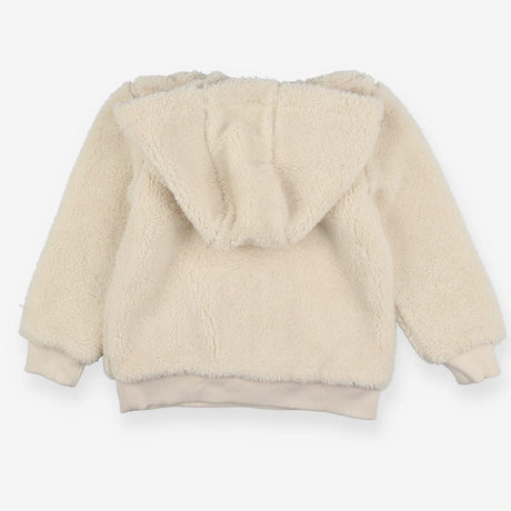 Cream 1/4 zip hoodie with pink edge pocket