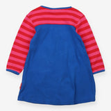 Long sleeve jersey dress pink striped and blue wit