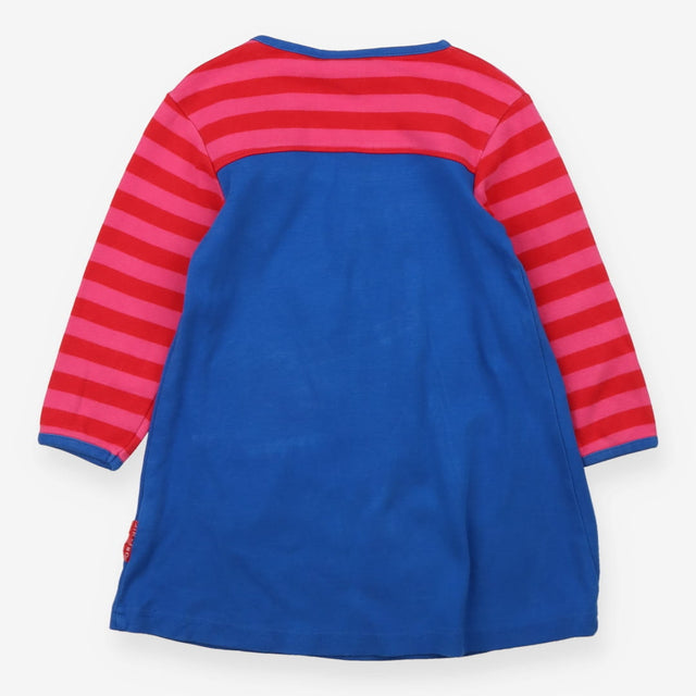 Long sleeve jersey dress pink striped and blue wit