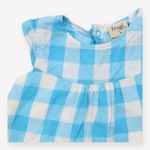 Dress Sleeveless Blue Check with Bumble Bee